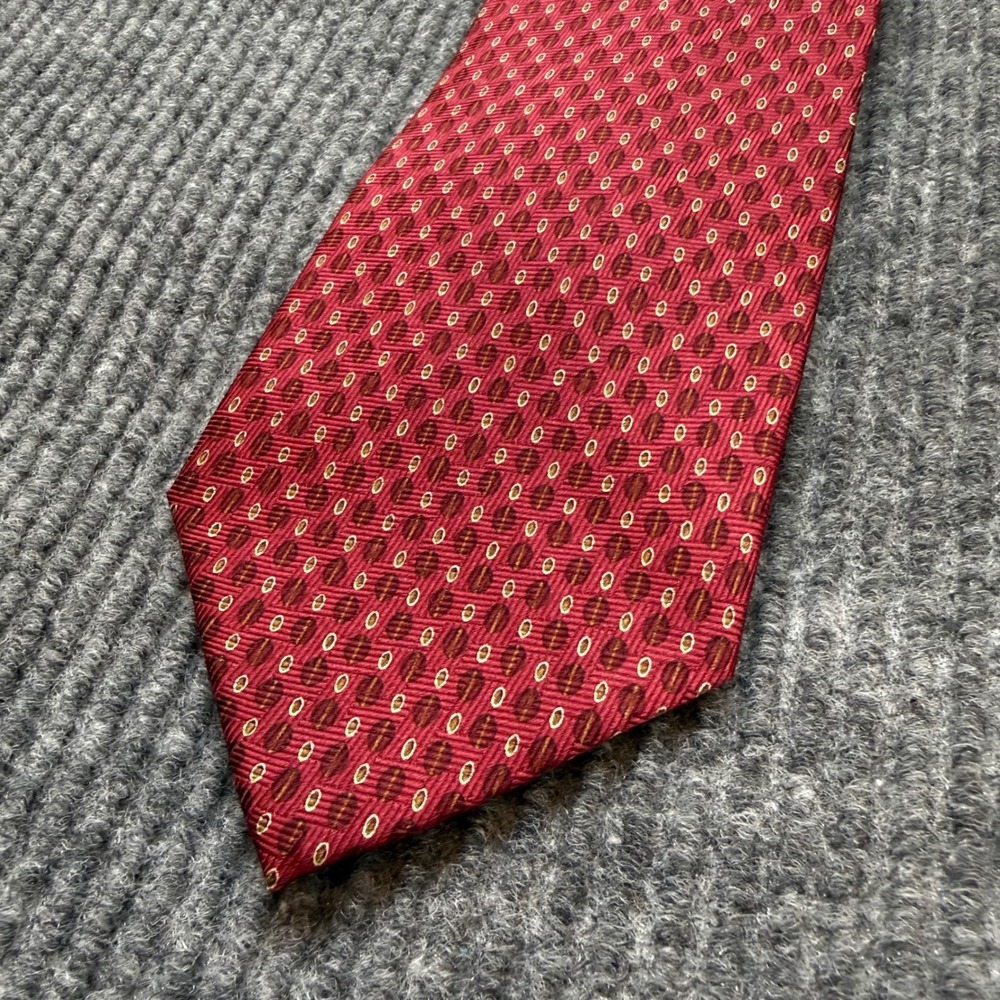 Alexander Julian Colours Red Geometric Silk Tie Designer Necktie Mens OS VTG